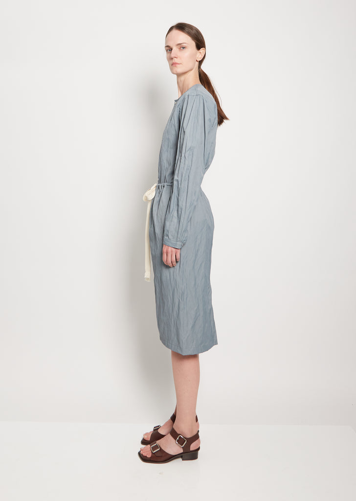 Crinkled Drawstring Cotton Blend Skirt — Misty Blue