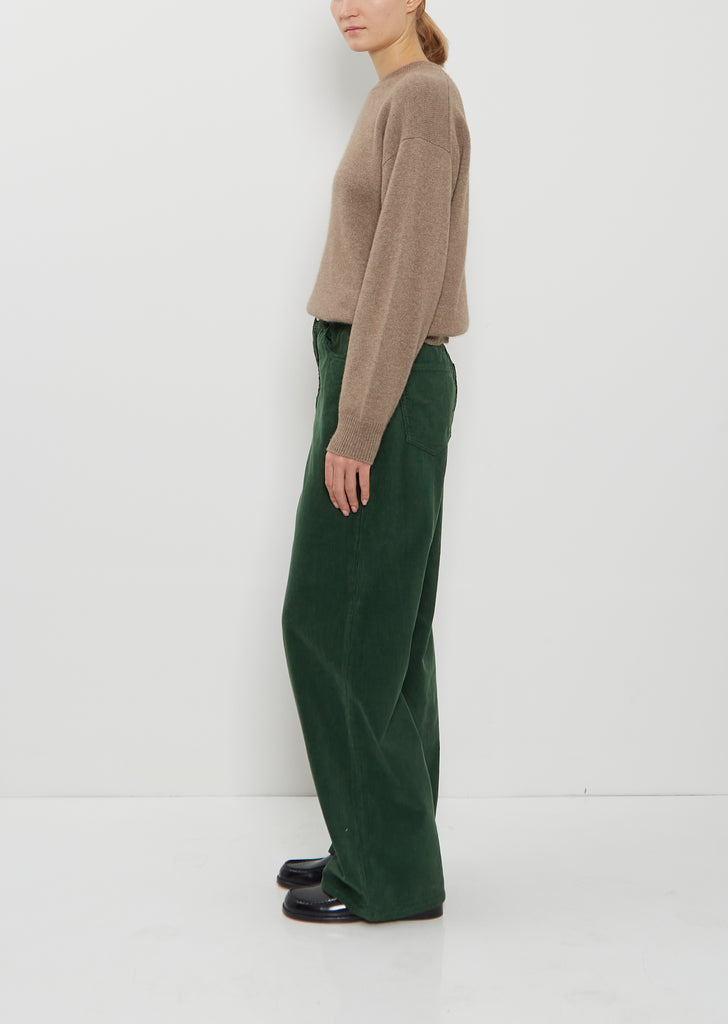 Finx Corduroy Wide 5 Pocket Pants — Forest Green