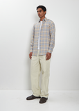 Airy Wool Check Shirt — Light Blue