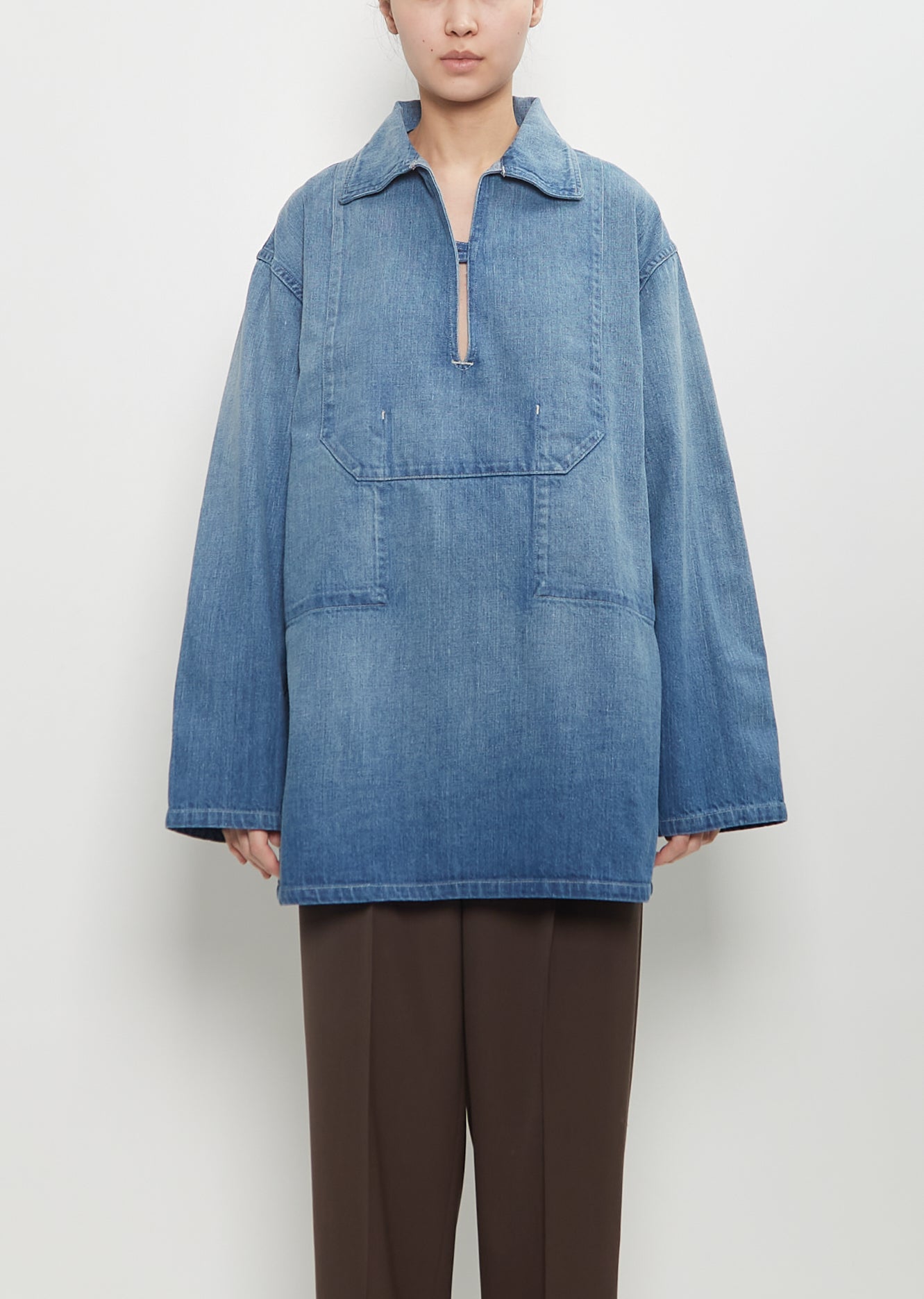Faded Light Denim Selvedge Pullover Shirt – La Garçonne