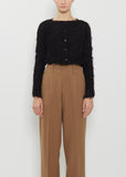 Shifted Fuzzy Pleats Cardigan