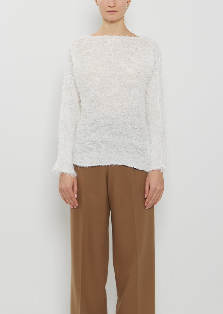 Shifted Fuzzy Pleats Sweater