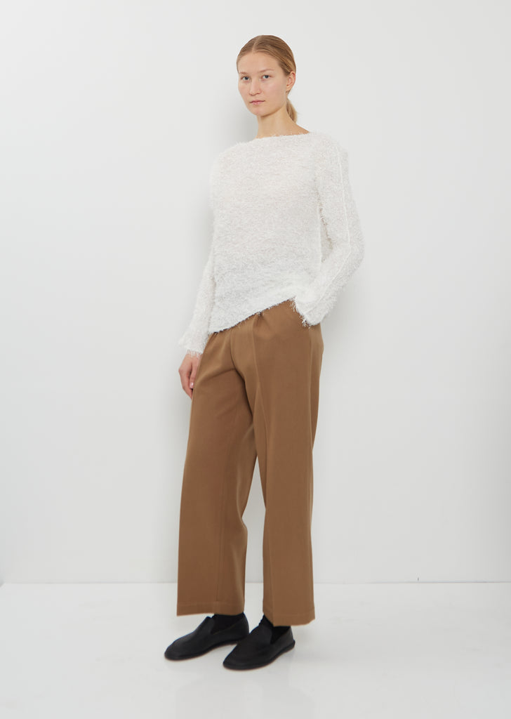 Shifted Fuzzy Pleats Sweater