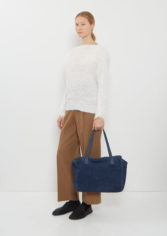 Handle Leather Bag — Navy