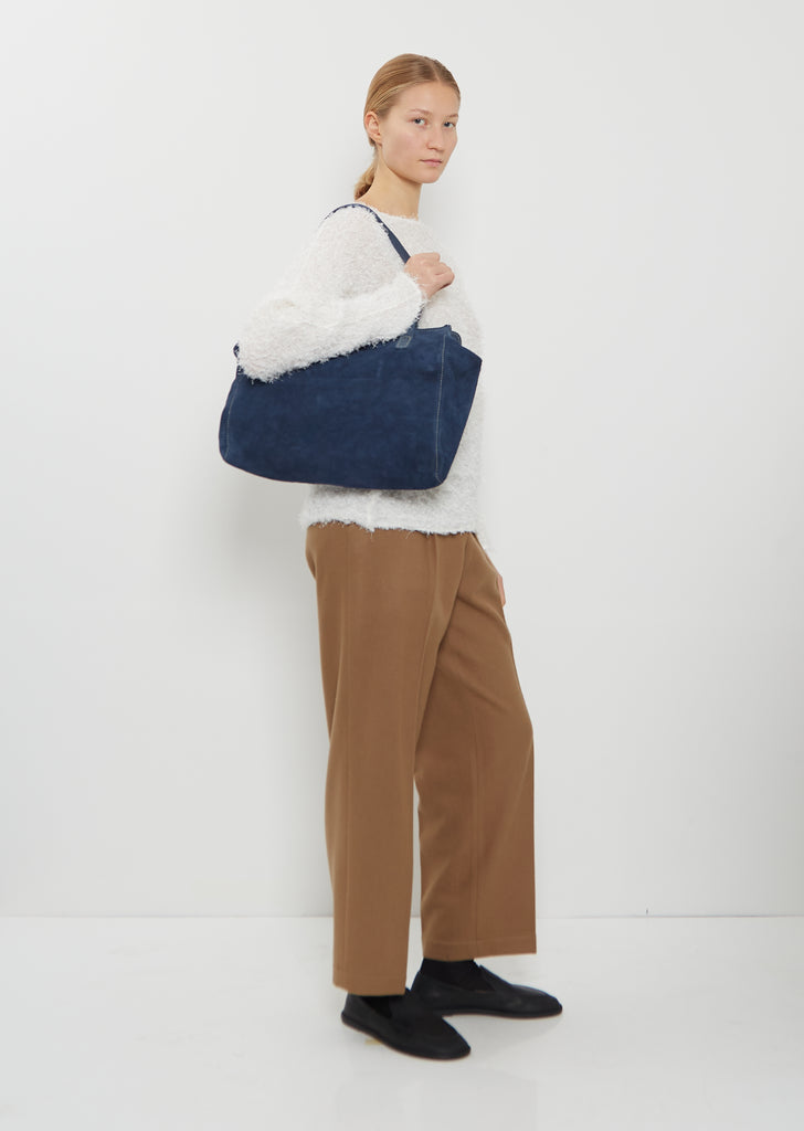 Handle Leather Bag — Navy