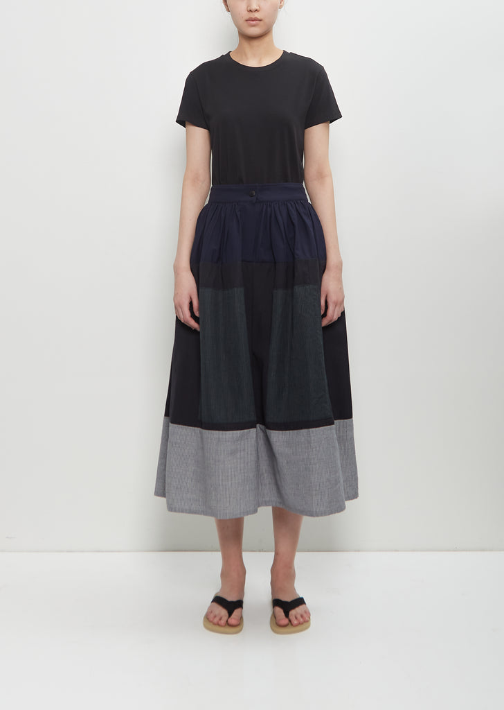 Wool Linen Elevation Patchwork Santome Skirt