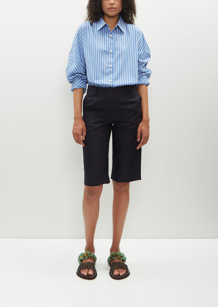 Parchia Wool Short Trousers — Navy