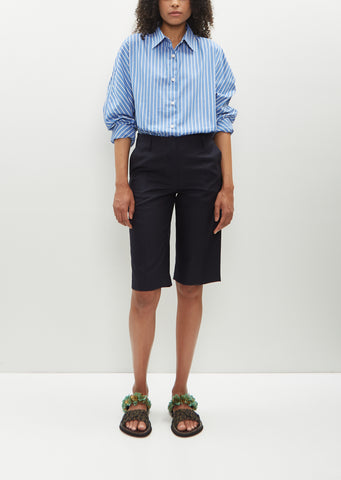 Parchia Wool Short Trousers — Navy