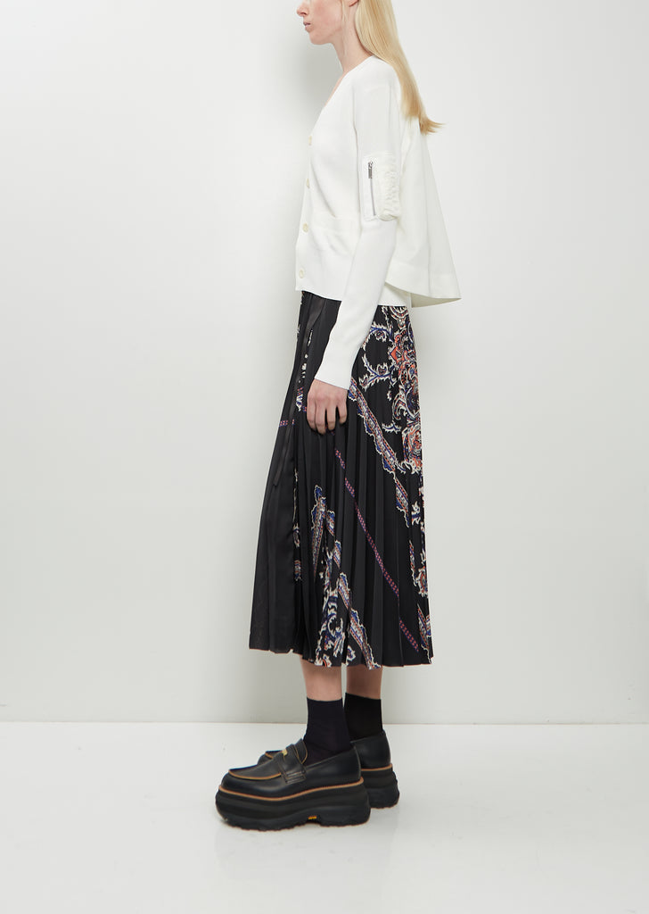 Technical Twill x Cotton Knit Cardigan