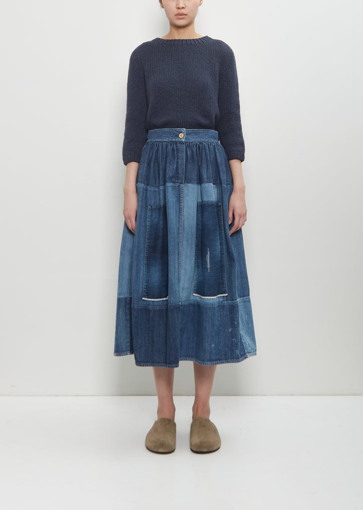 Denim Elevation Patchwork Skirt