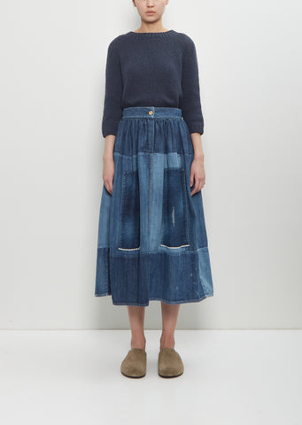 Denim Elevation Patchwork Skirt