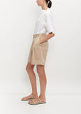 Pleated Cotton-Twill Shorts