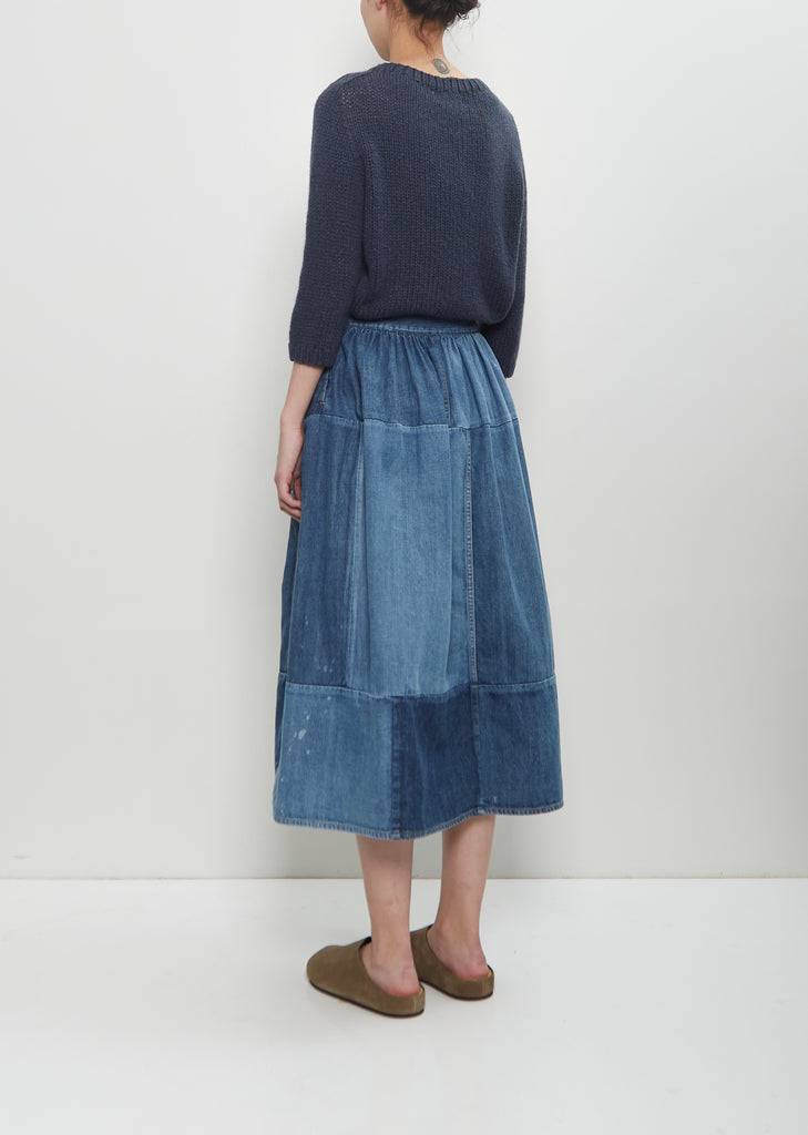 Denim Elevation Patchwork Skirt