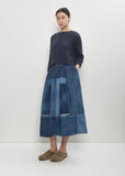 Denim Elevation Patchwork Skirt