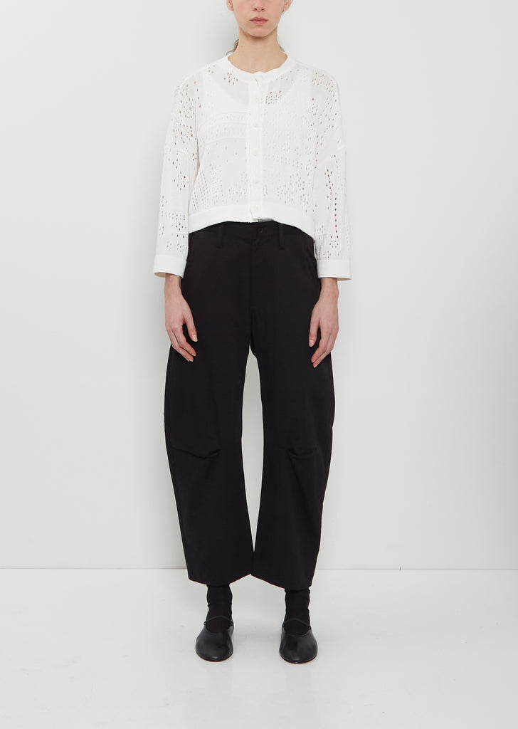 Cotton Gusset Wide Pants  — Black
