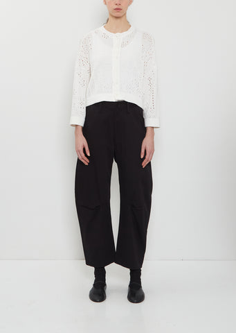 Cotton Gusset Wide Pants  — Black