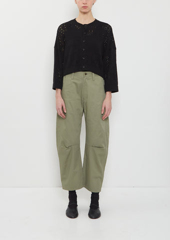 Cotton Gusset Wide Pants  — Khaki