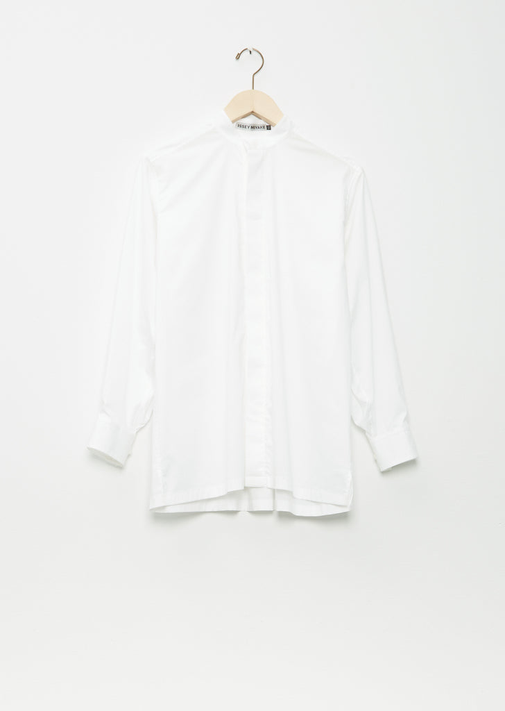 Crest Band Collar Shirt — White