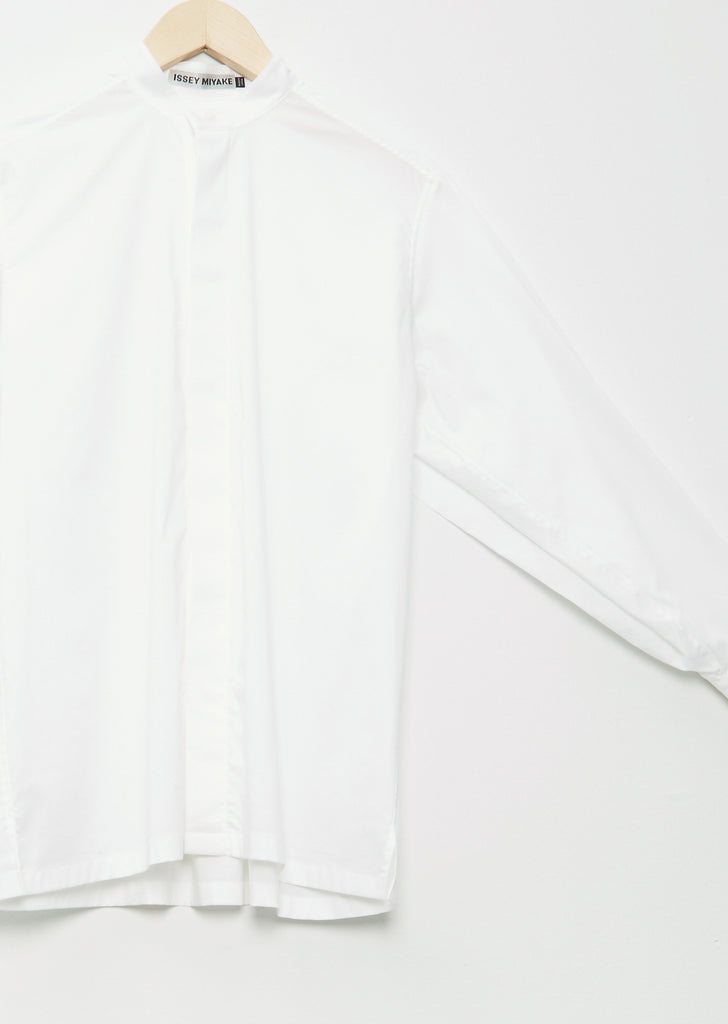 Crest Band Collar Shirt — White