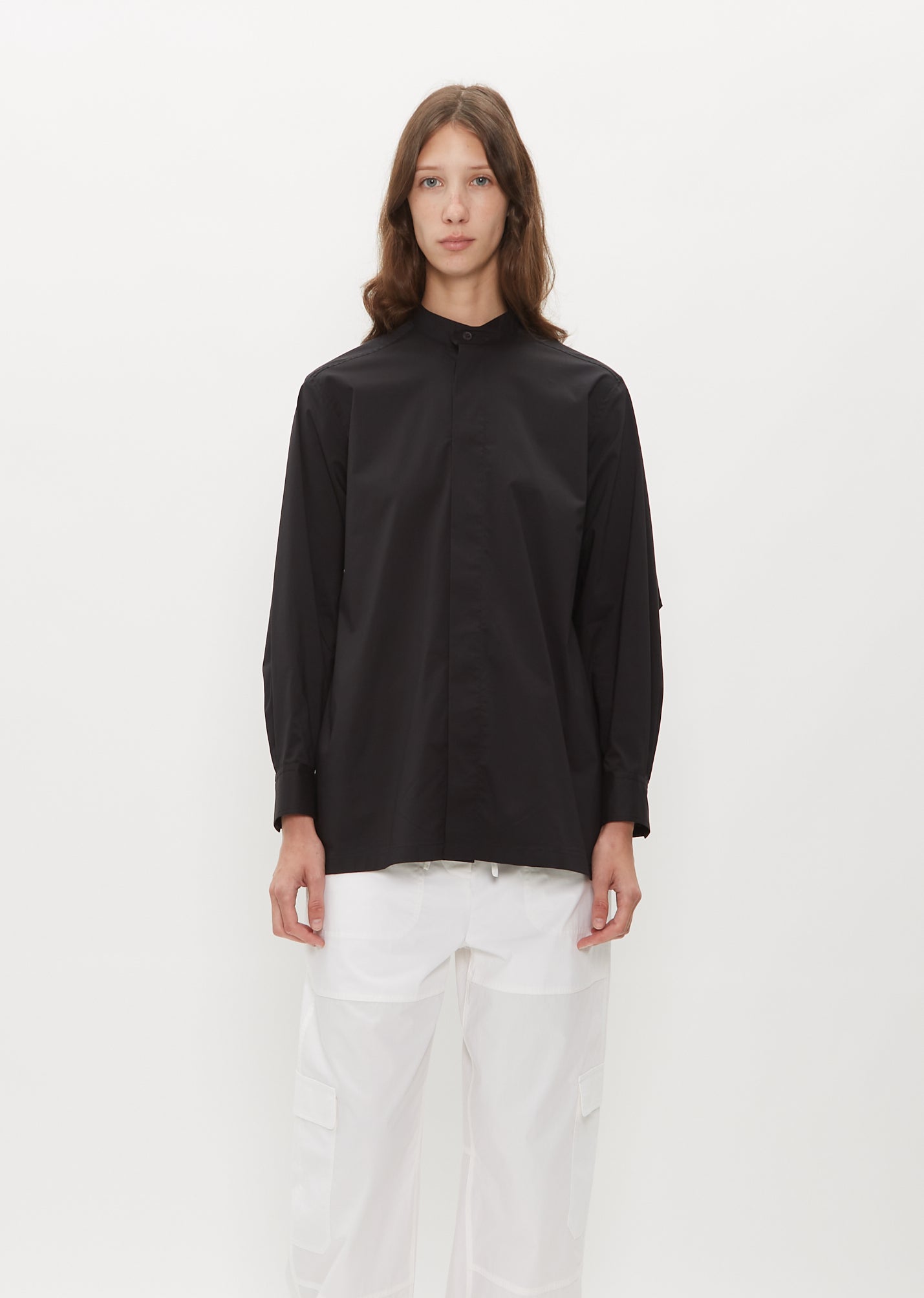 Crest Band Collar Shirt — Black – La Garçonne
