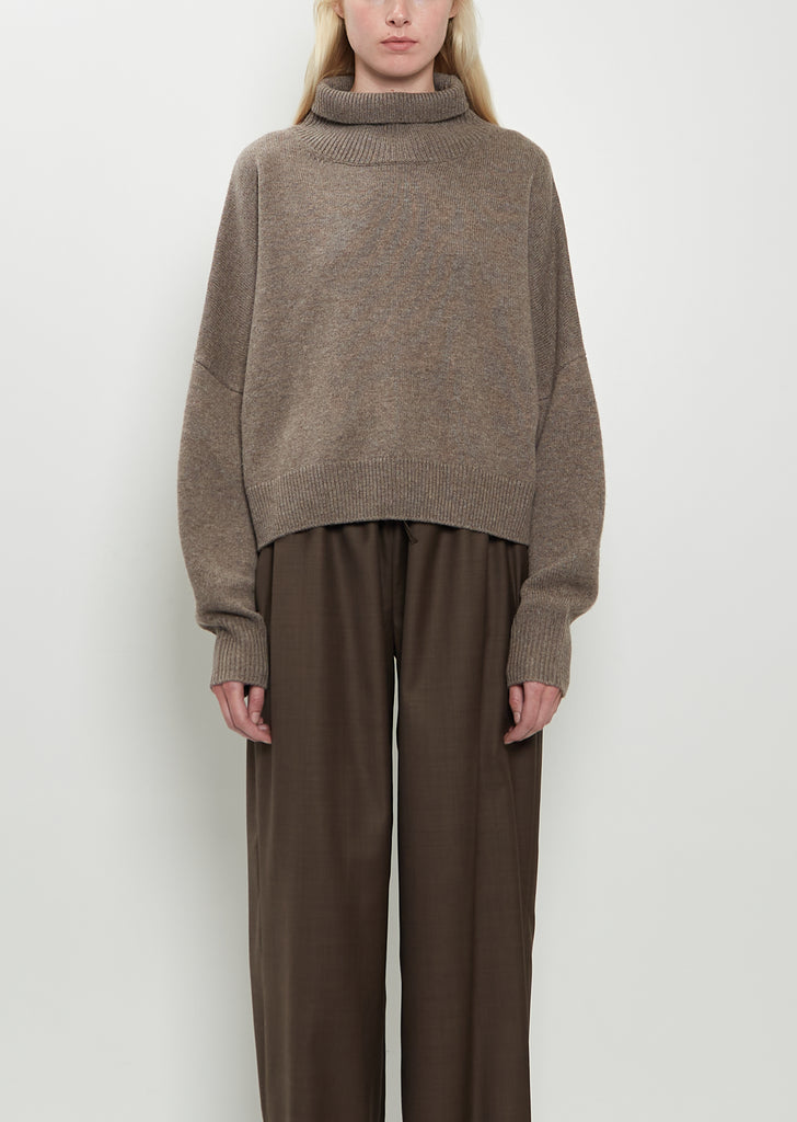 Luke Wool Cashmere Collar Sweater — Taupe Melange