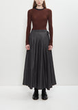 Cotton Denim Wrap Pleat Skirt