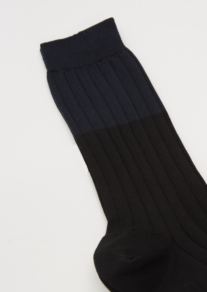 Bi-Color Short Socks — Blue/Black