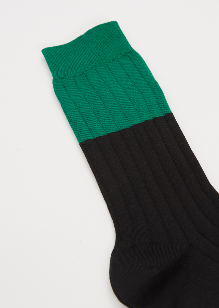 Bi-Color Short Socks — Green/Black