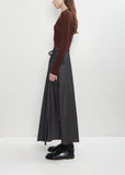 Cotton Denim Wrap Pleat Skirt