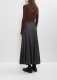 Cotton Denim Wrap Pleat Skirt
