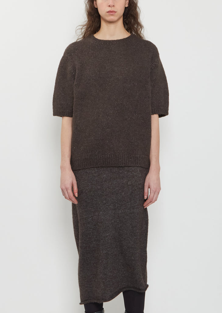 Loft Alpaca Cotton Crewneck Top — Coal