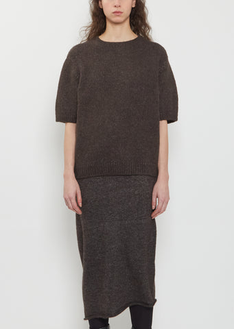 Loft Alpaca Cotton Crewneck Top — Coal
