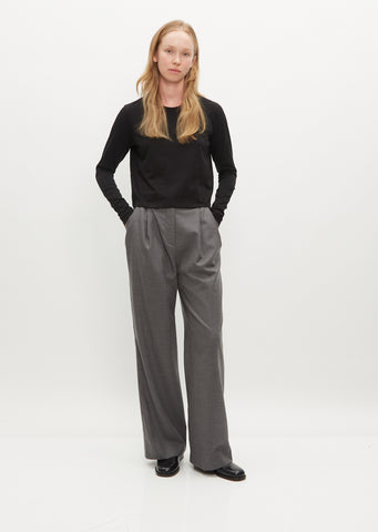 Pale Grey Pleated Wide Leg Trousers | New Look