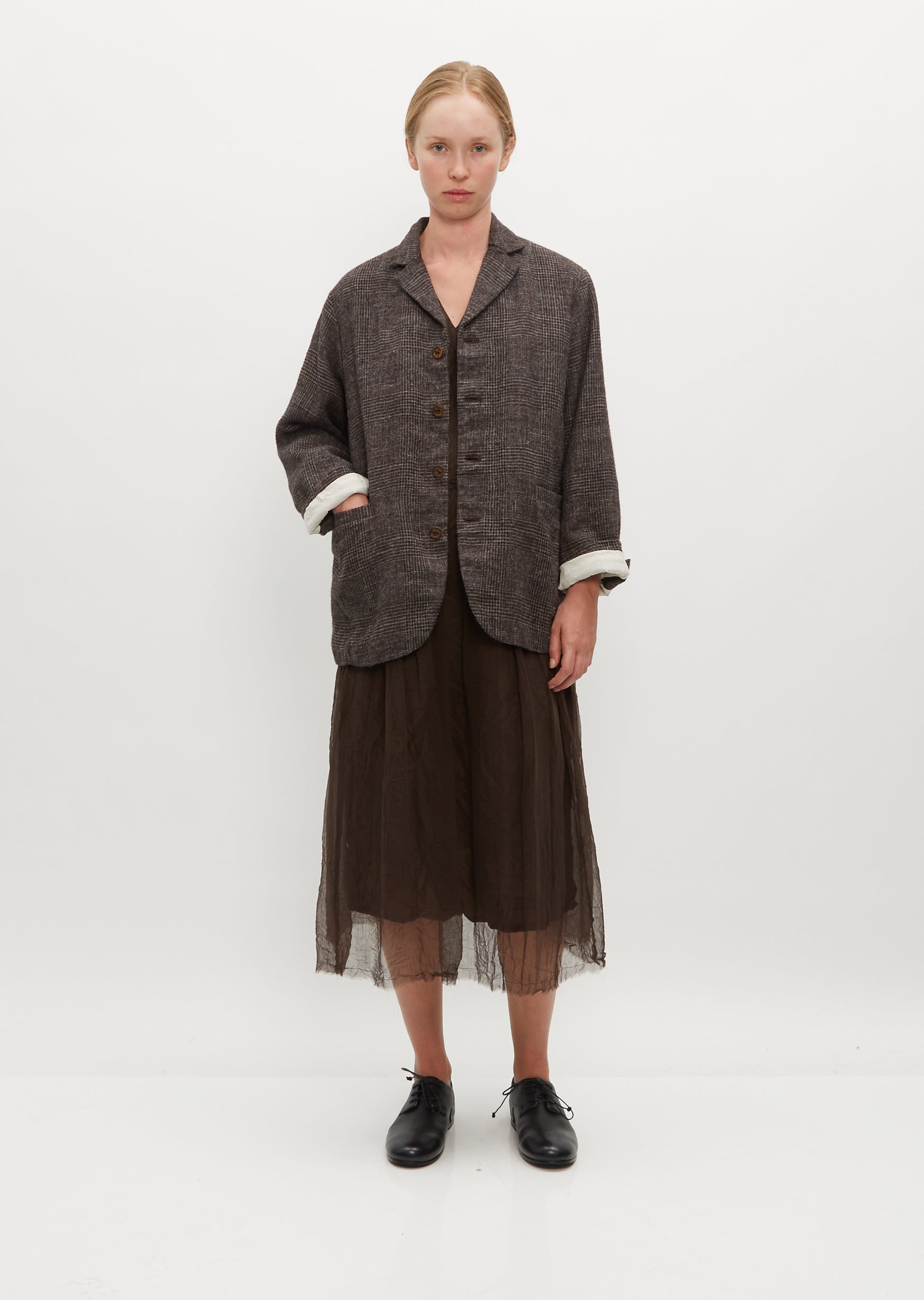 Linen Wool Glen Check Jacket – La Garçonne