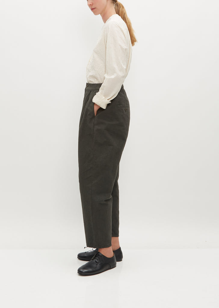 Cotton Ramie Tapered Pants — Khaki