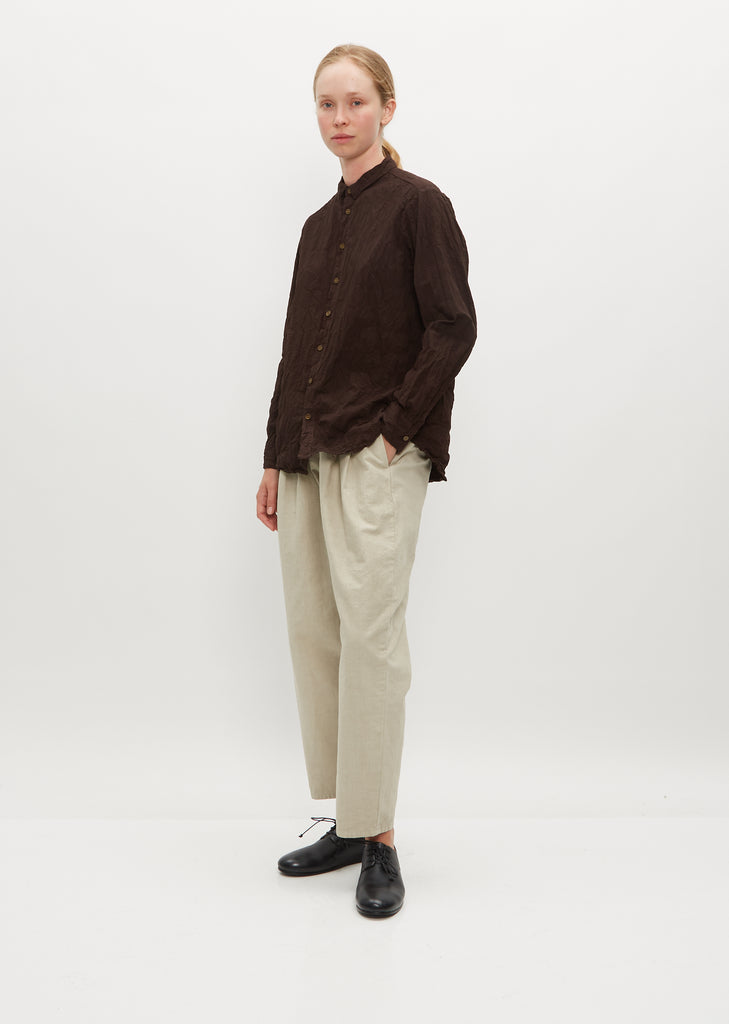 Crinkle Finish Fitted Shirt — Brown
