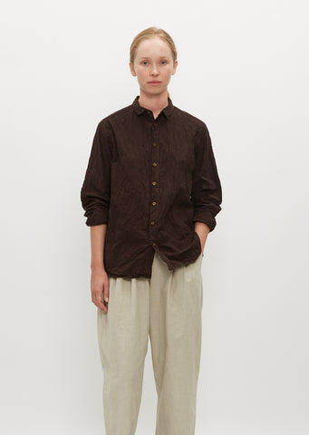 Crinkle Finish Fitted Shirt — Brown
