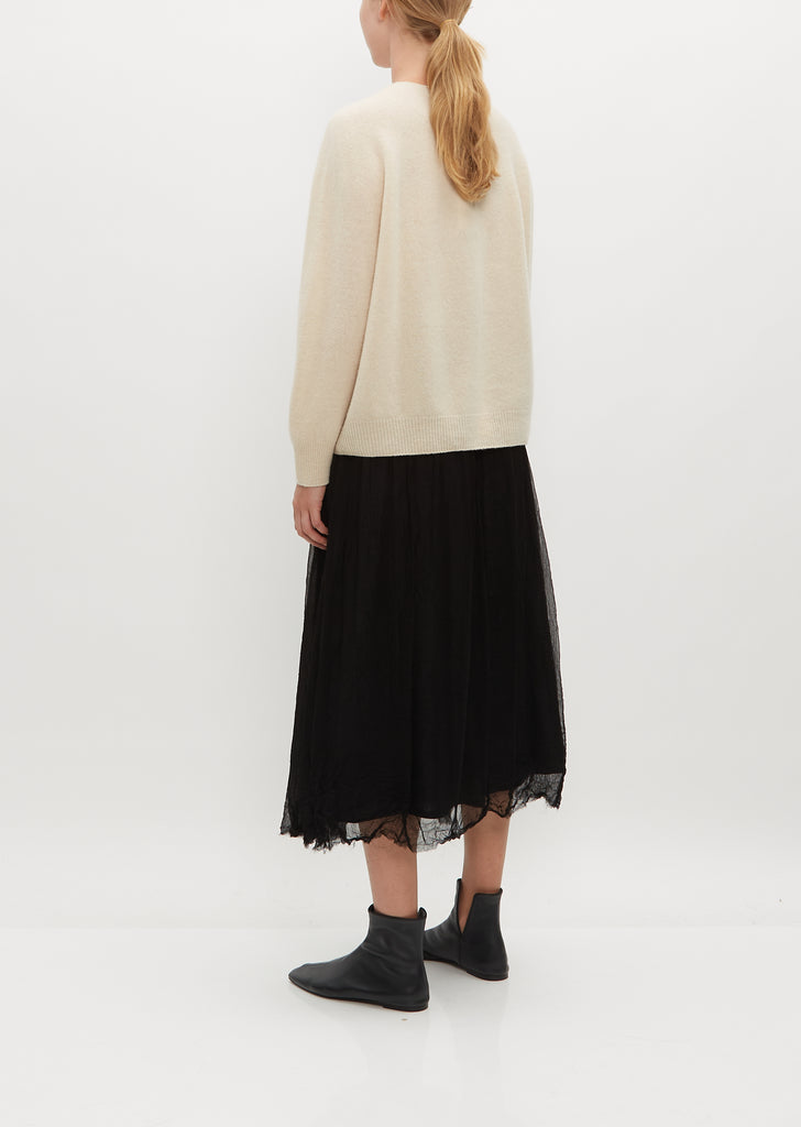 Fine Wool Crew Neck Pullover — Ivory