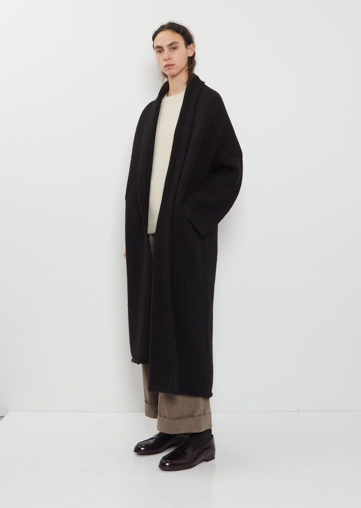 Long Shawl Alpaca Cardigan — Black
