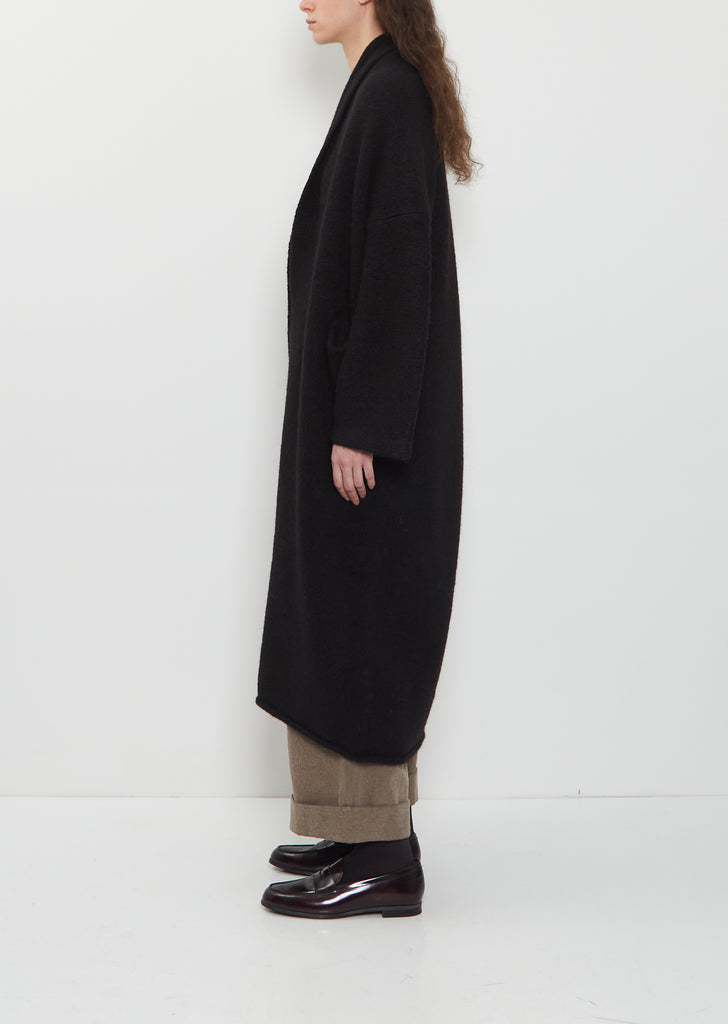 Long Shawl Alpaca Cardigan — Black