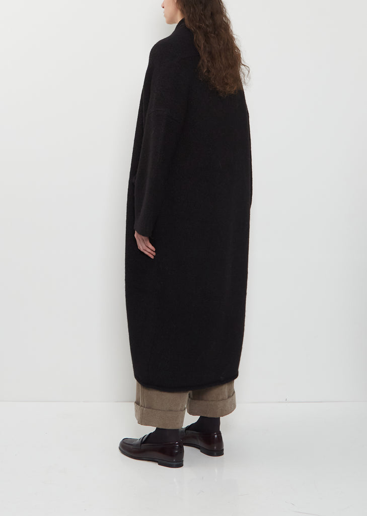 Long Shawl Alpaca Cardigan — Black