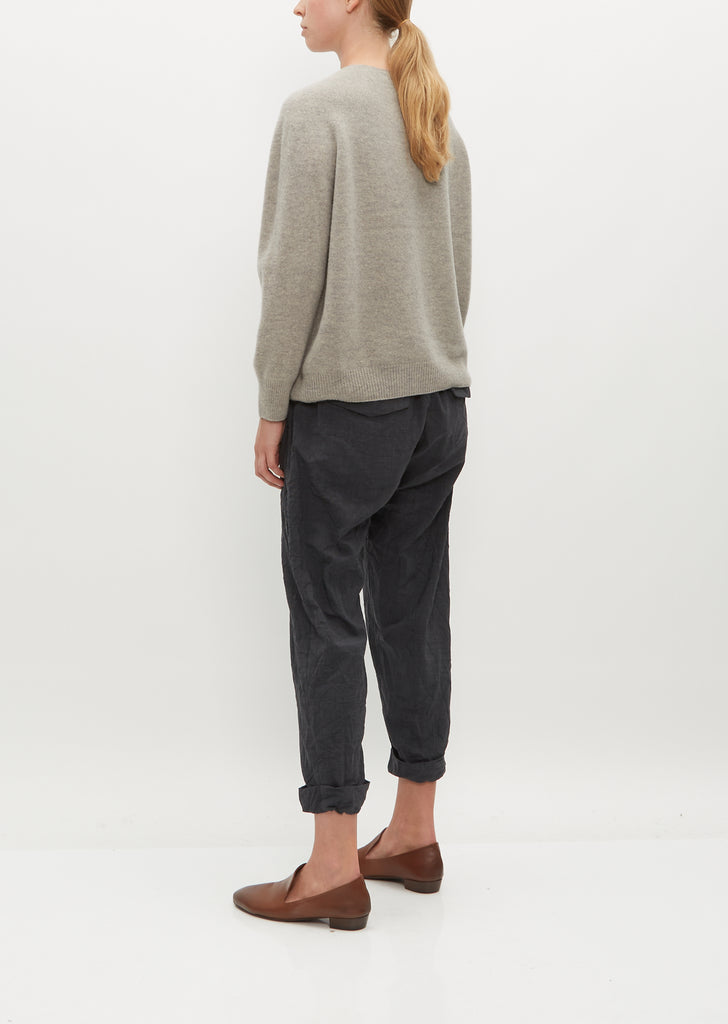 Fine Wool Crew Neck Pullover — Top Grey