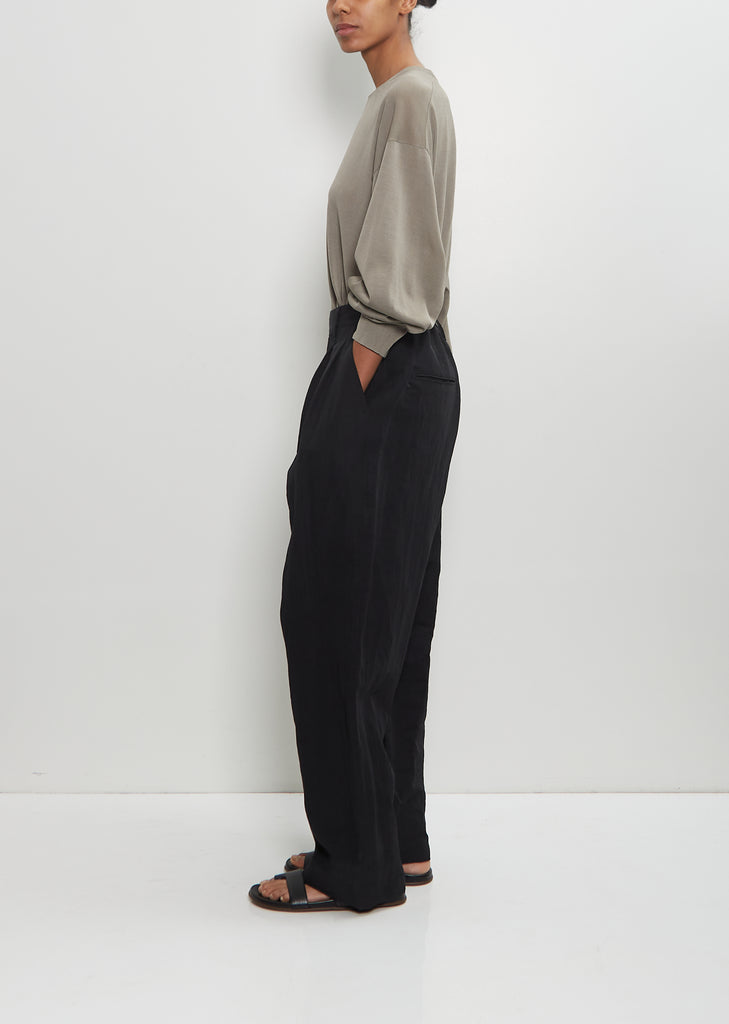 Technical Linen Wide Easy Trousers — Black