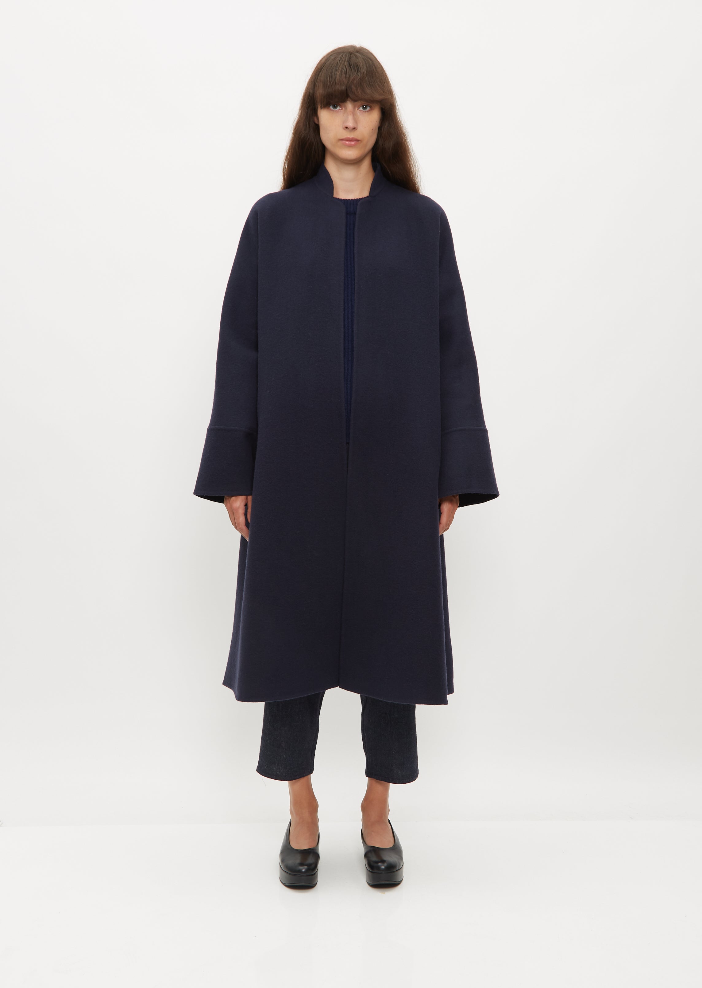 Long Kimono Coat - S / Navy