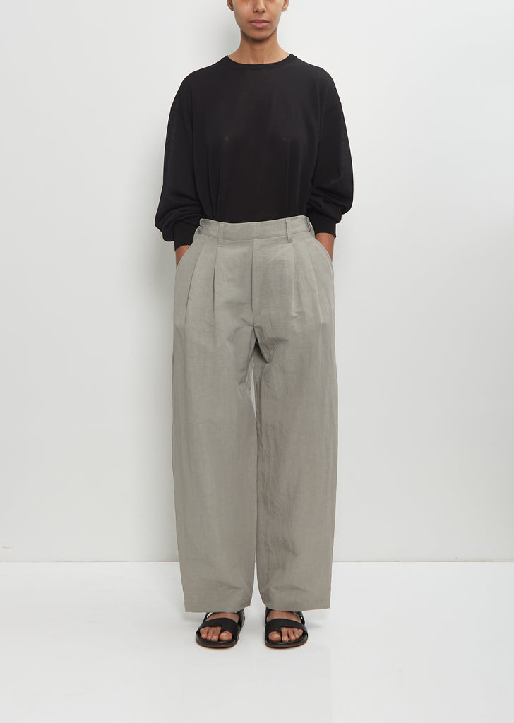 Technical Linen Wide Easy Trousers — Beige