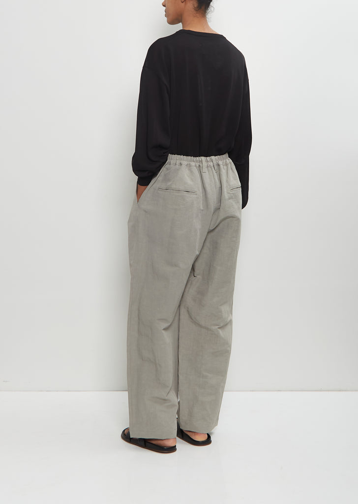 Technical Linen Wide Easy Trousers — Beige