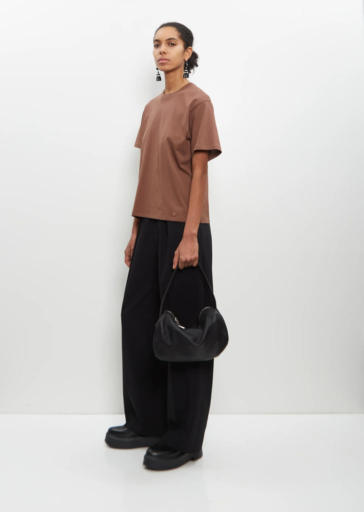 Leather Handle Bag, Small — Black