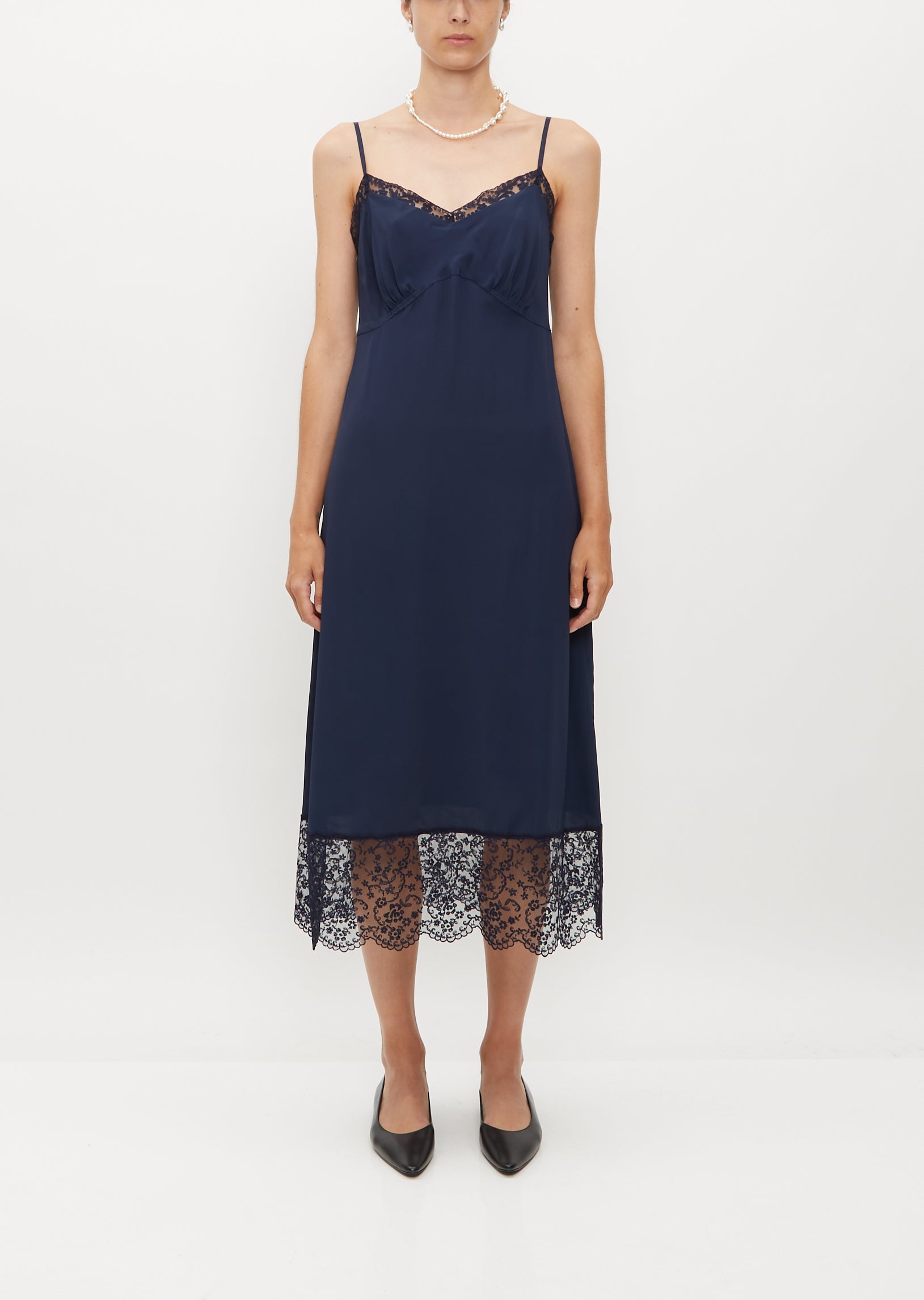 Slip Dress w/ Lace Trim La Garonne Slip Dress w/ Lace Trim La Garonne