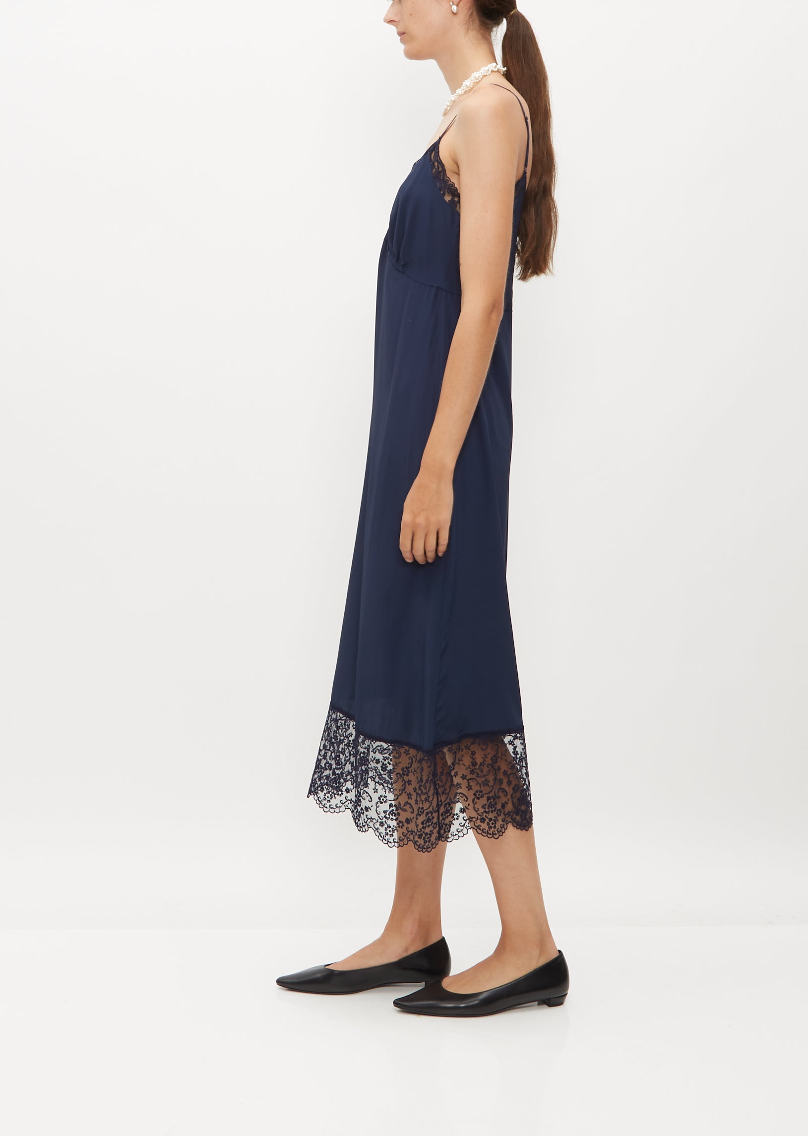 Slip Dress w/ Lace Trim La Garonne Slip Dress w/ Lace Trim La Garonne