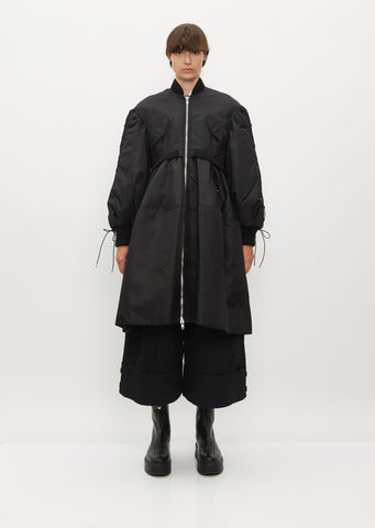 Puff Sleeve Zip-Up Bomber Coat
